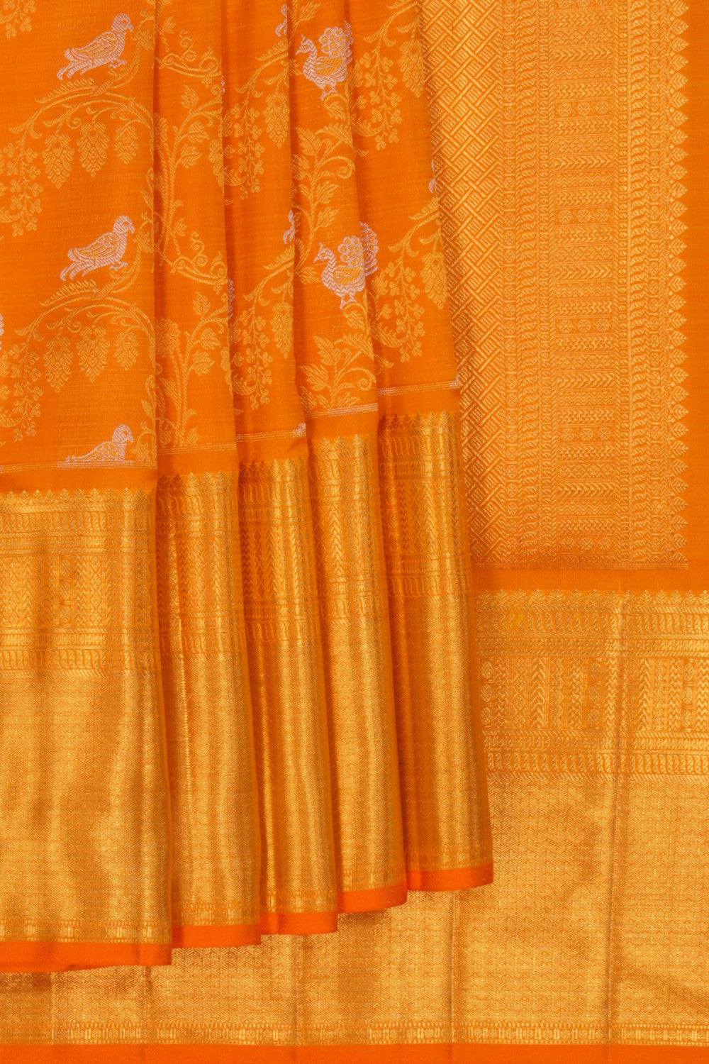 Image of Orange Brocade Kanchipattu Saree